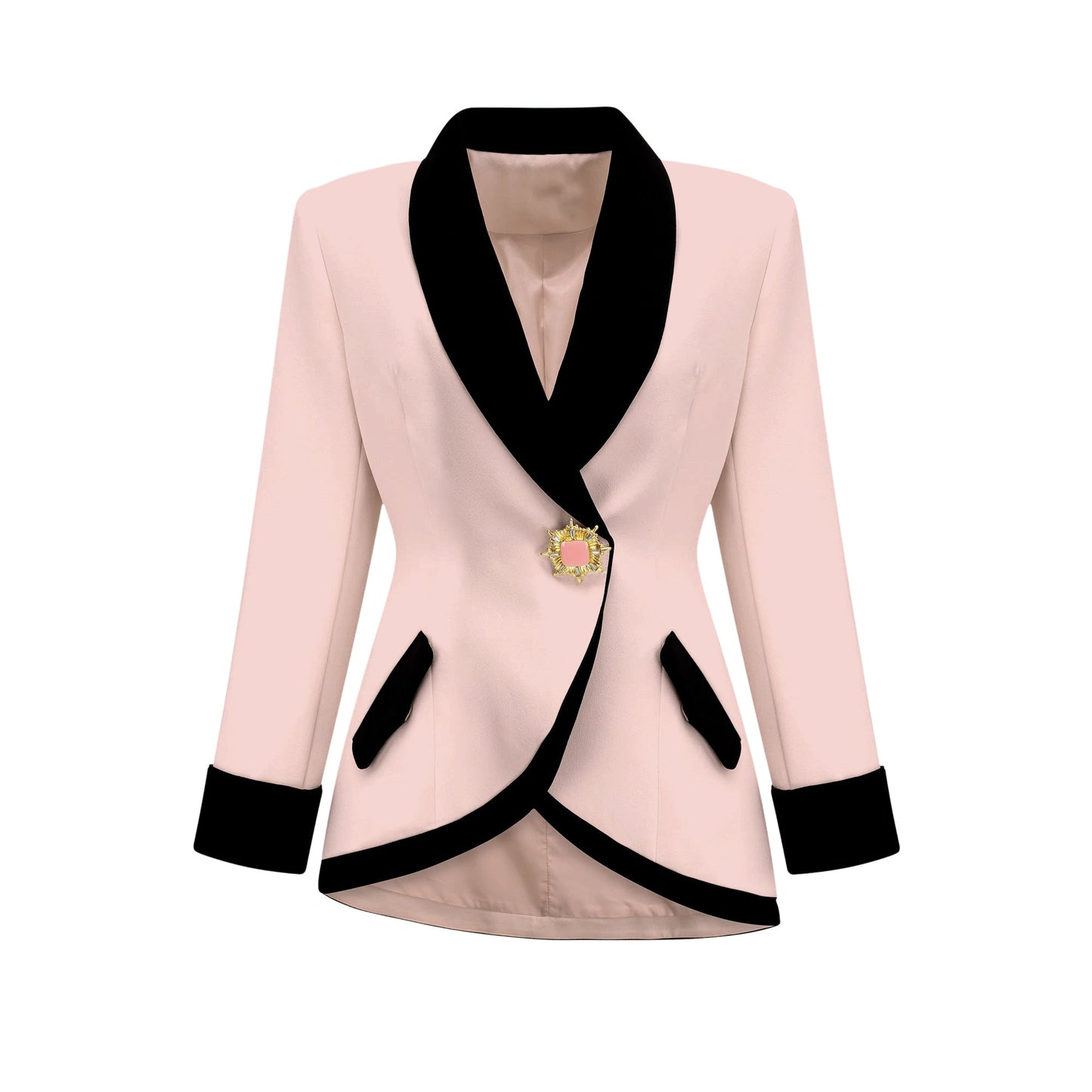 Vespera Contrast Color Two-Piece Jacket and Skirt Set