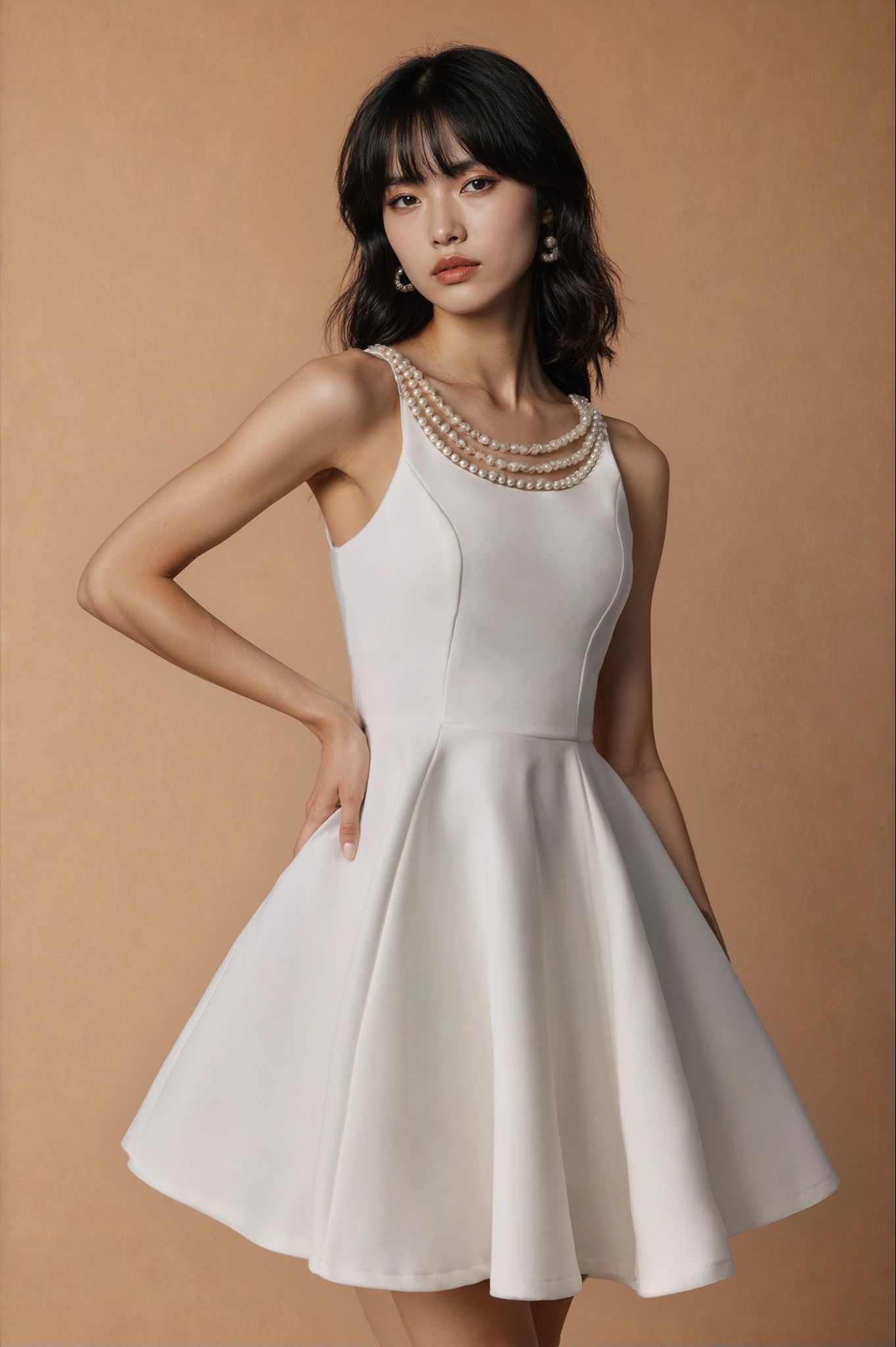 Esther Pearl Emblished Open Back Mini Dress