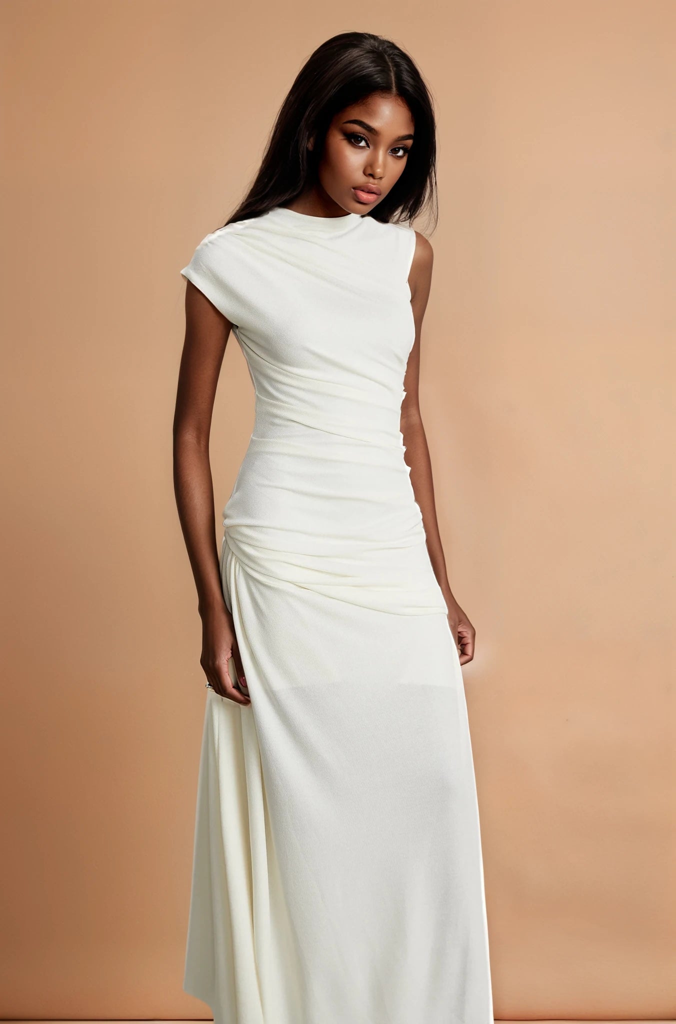 Lanetta jersey-knit draped maxi dress