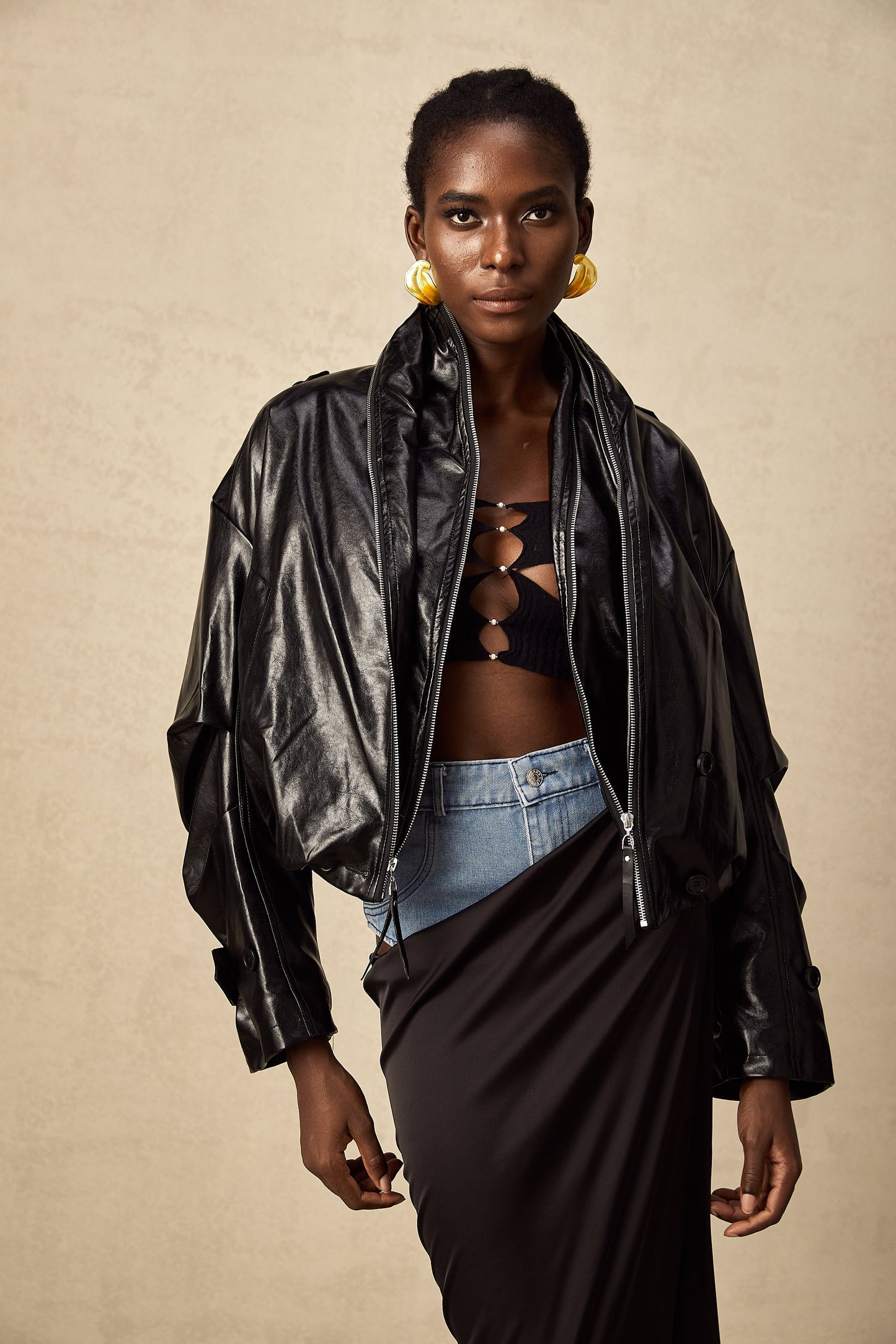 Virginie quilted cropped leather jacket