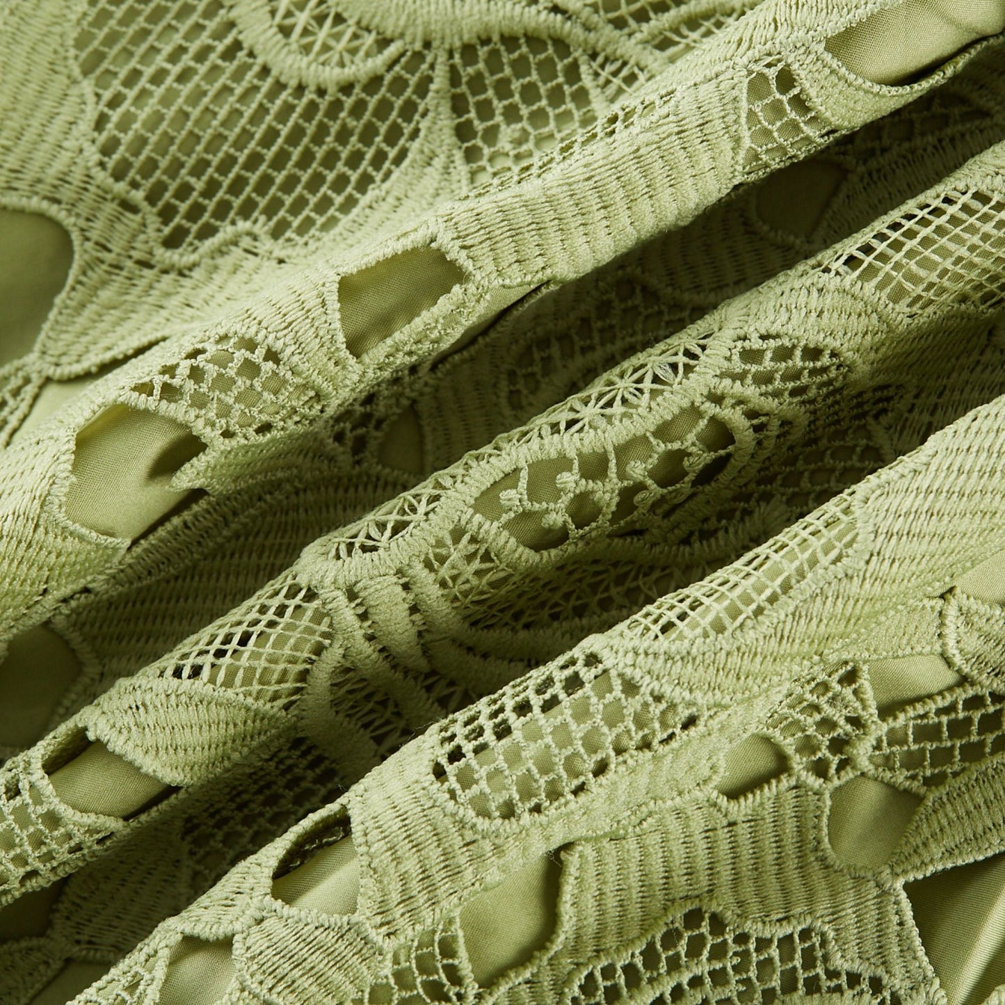 Inès lace floral embroidered cut-out midi dress in Green