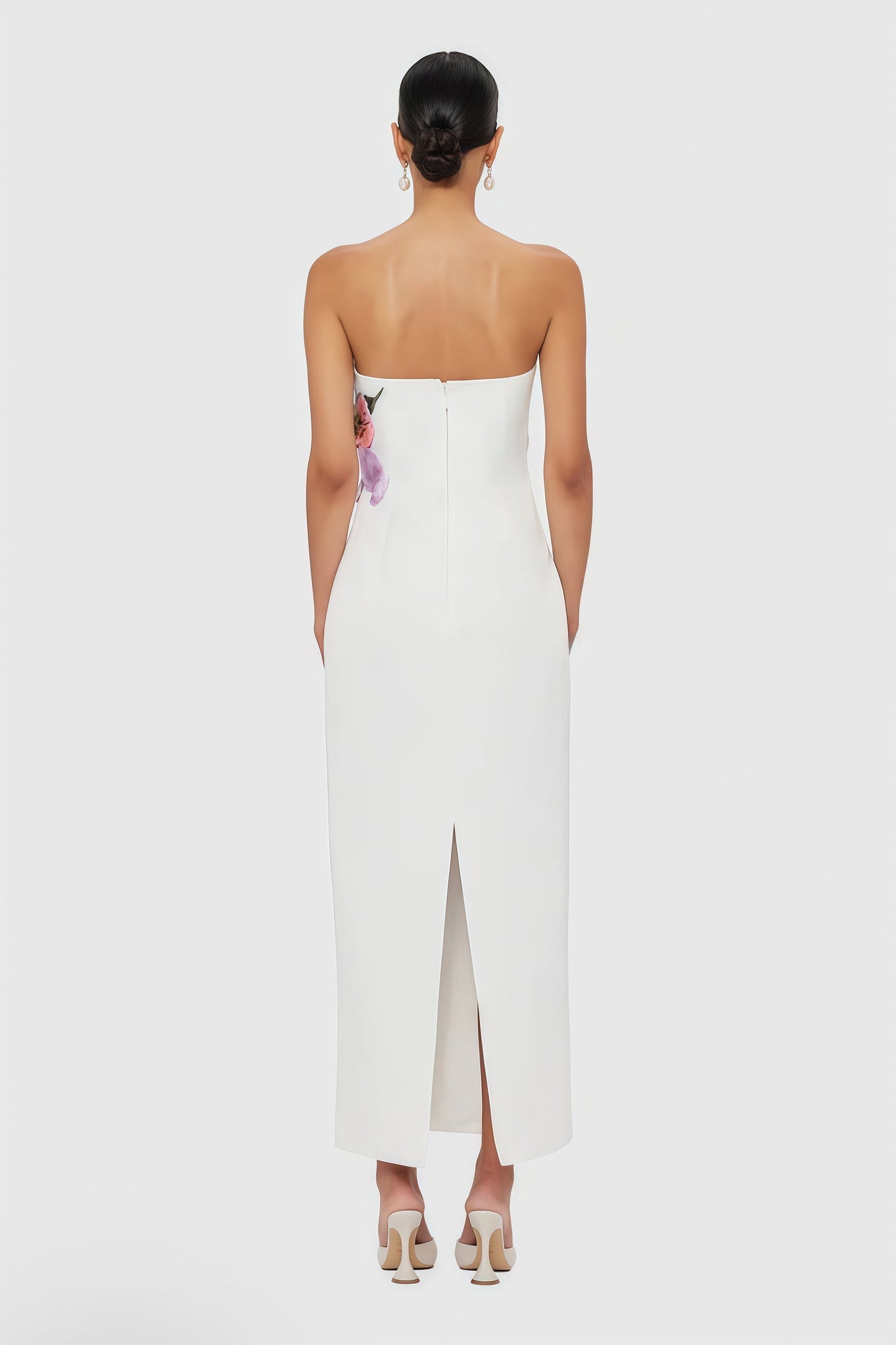 Automne White Floral Embroidered Maxi Dress