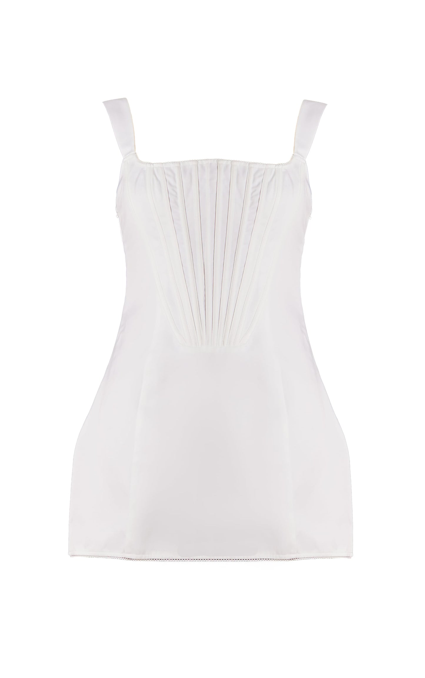 Premium White Woven Square Neck Lace Back Corset Dress image 5