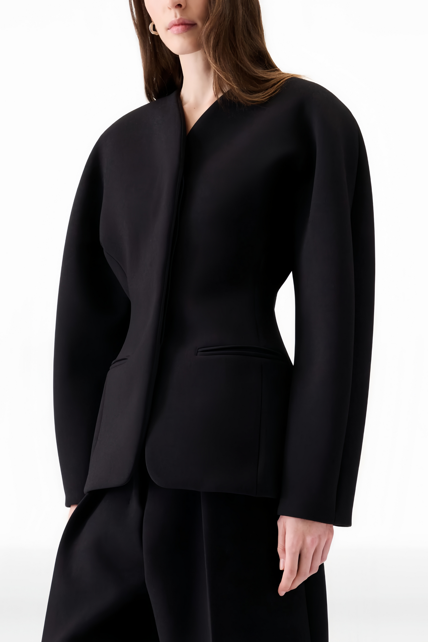 Consuelo Black Collarless Peplum Waist Blazer