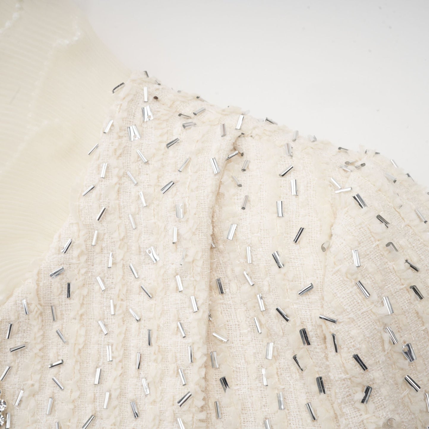 Blanche white beaded ruffle cropped jacket