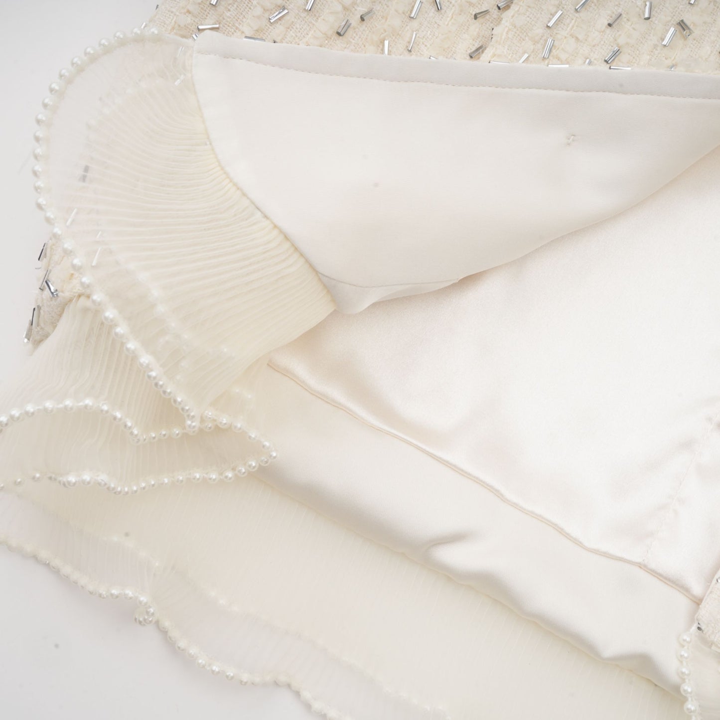 Blanche white beaded ruffle cropped jacket