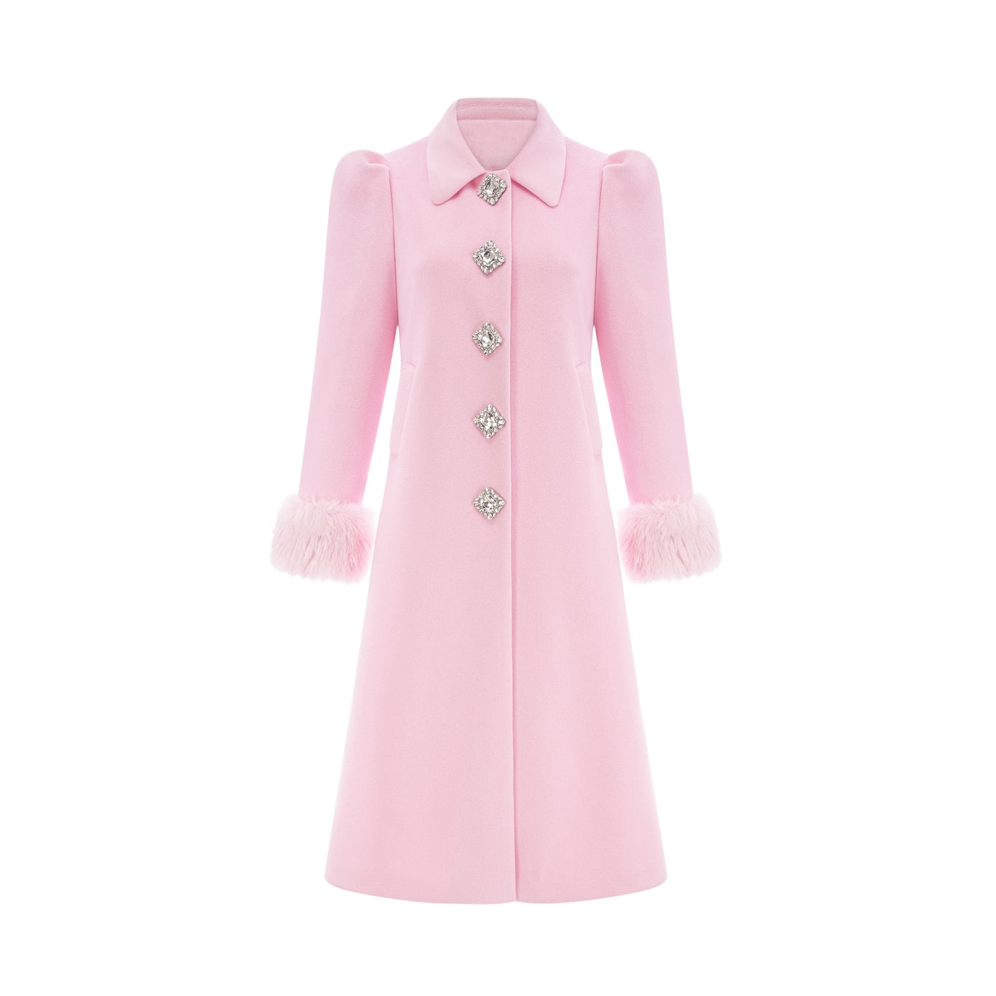 Louisette pink faux-fur overcoat