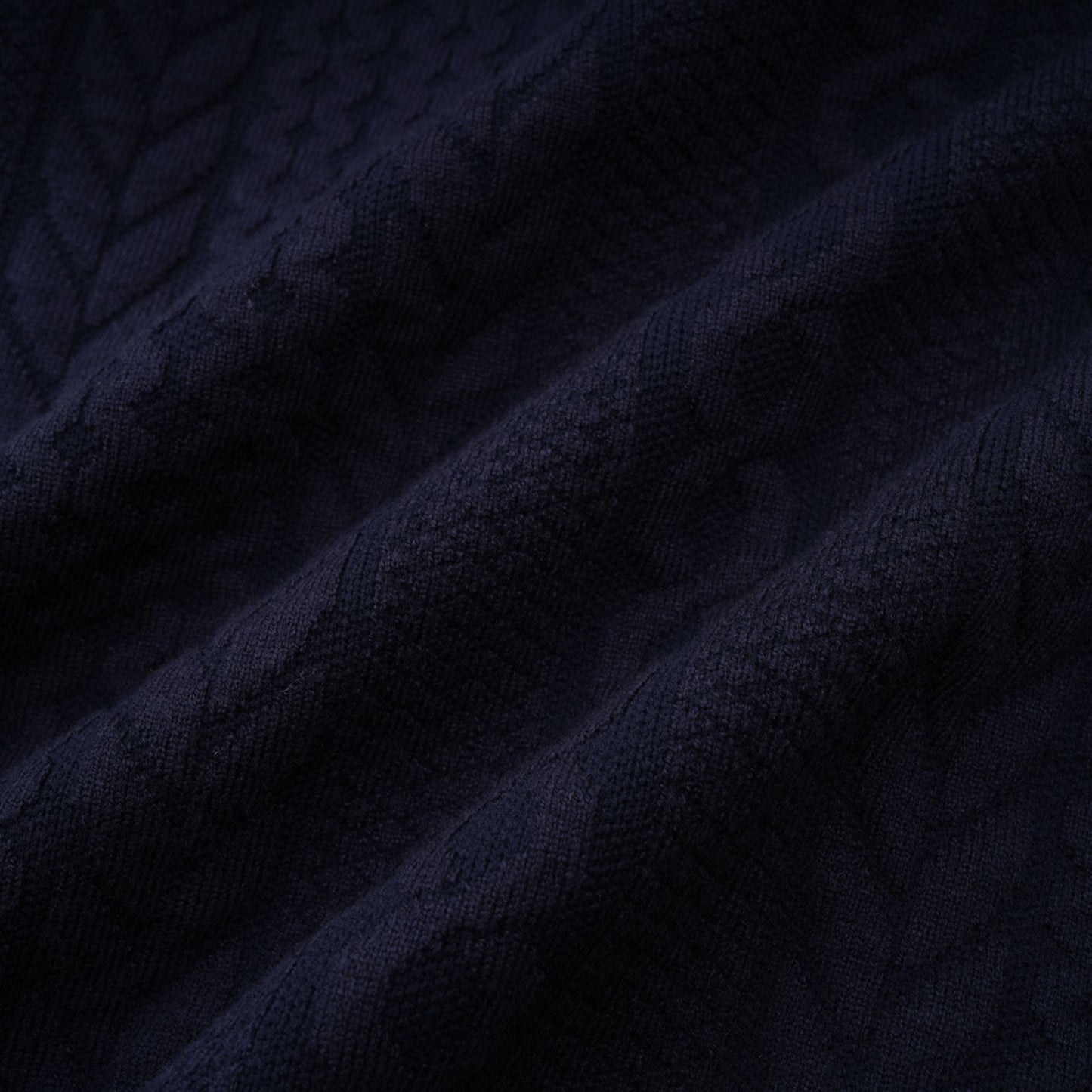 Elvira navy blue crochet-knit cardigan & trousers matching set