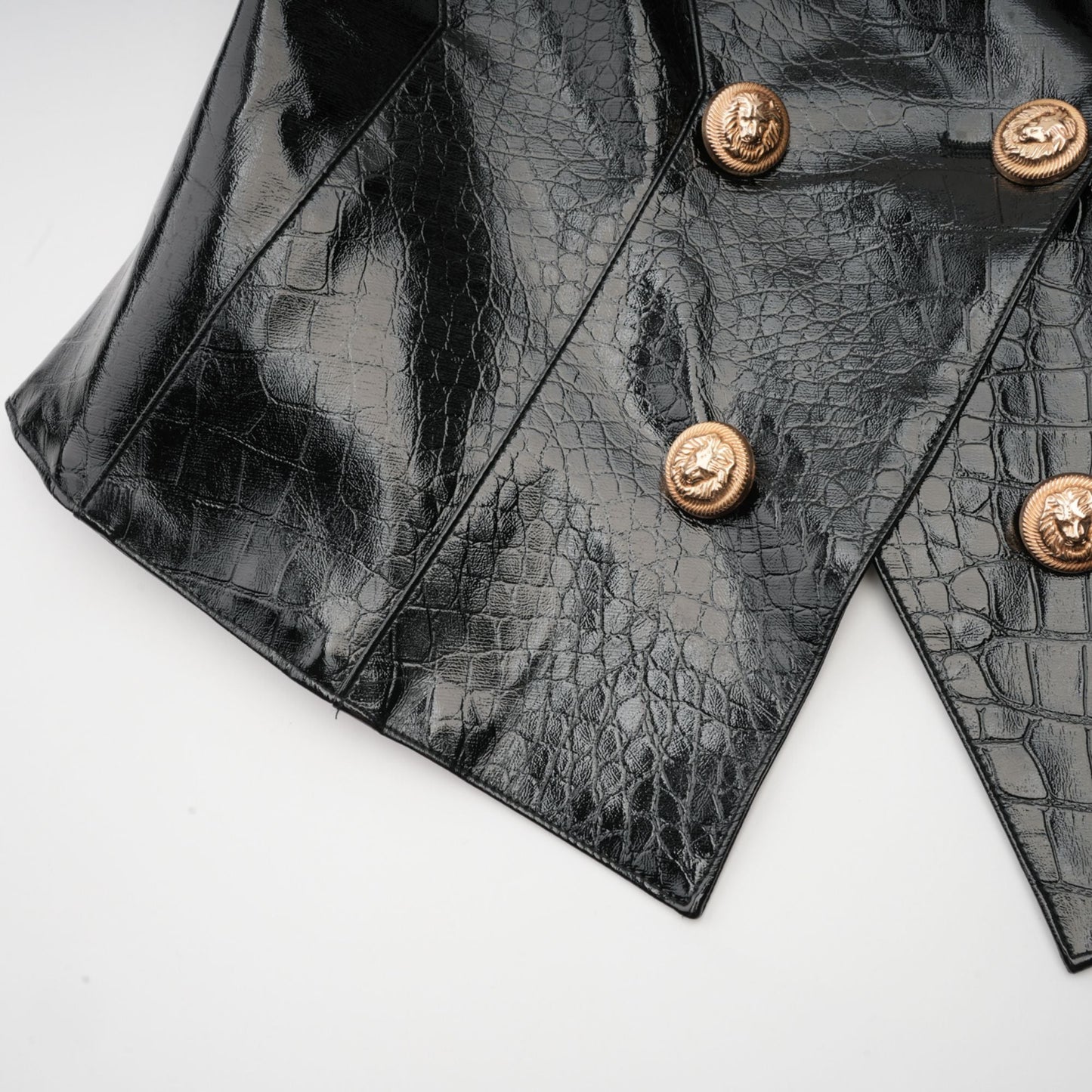 Élodie black cinched-waist leather jacket