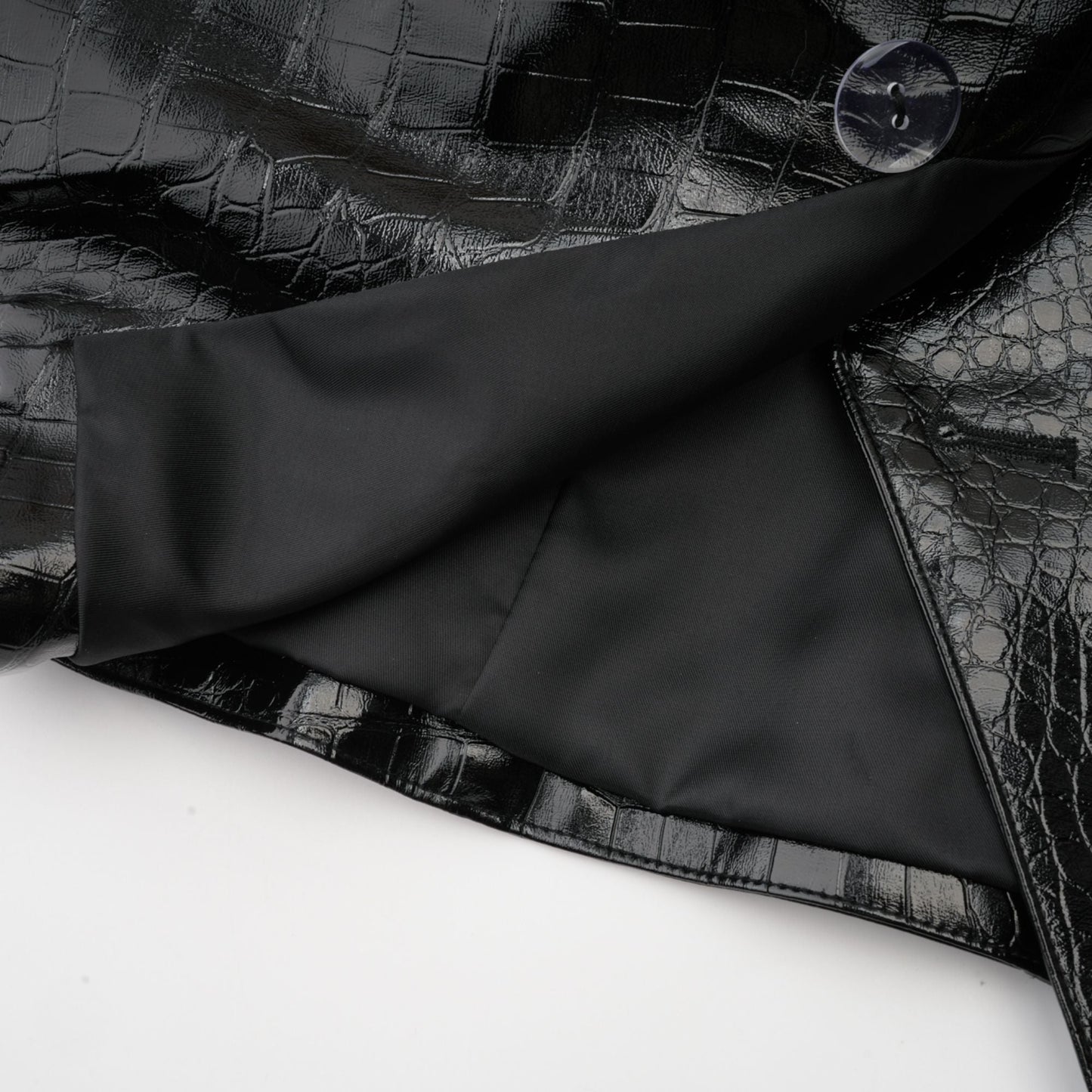 Élodie black cinched-waist leather jacket