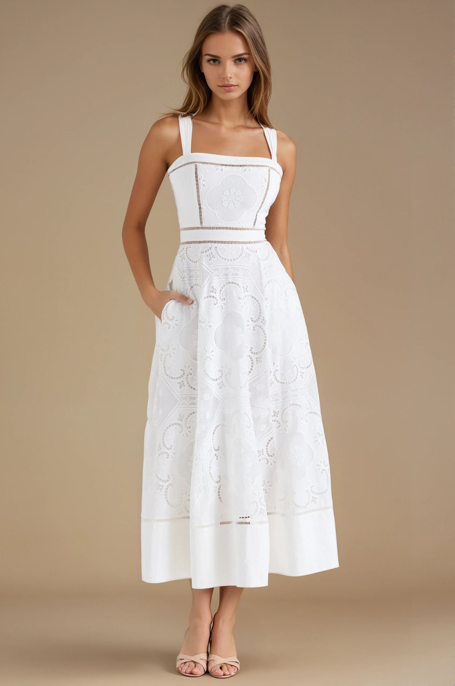 Rosey Midi Dress - White