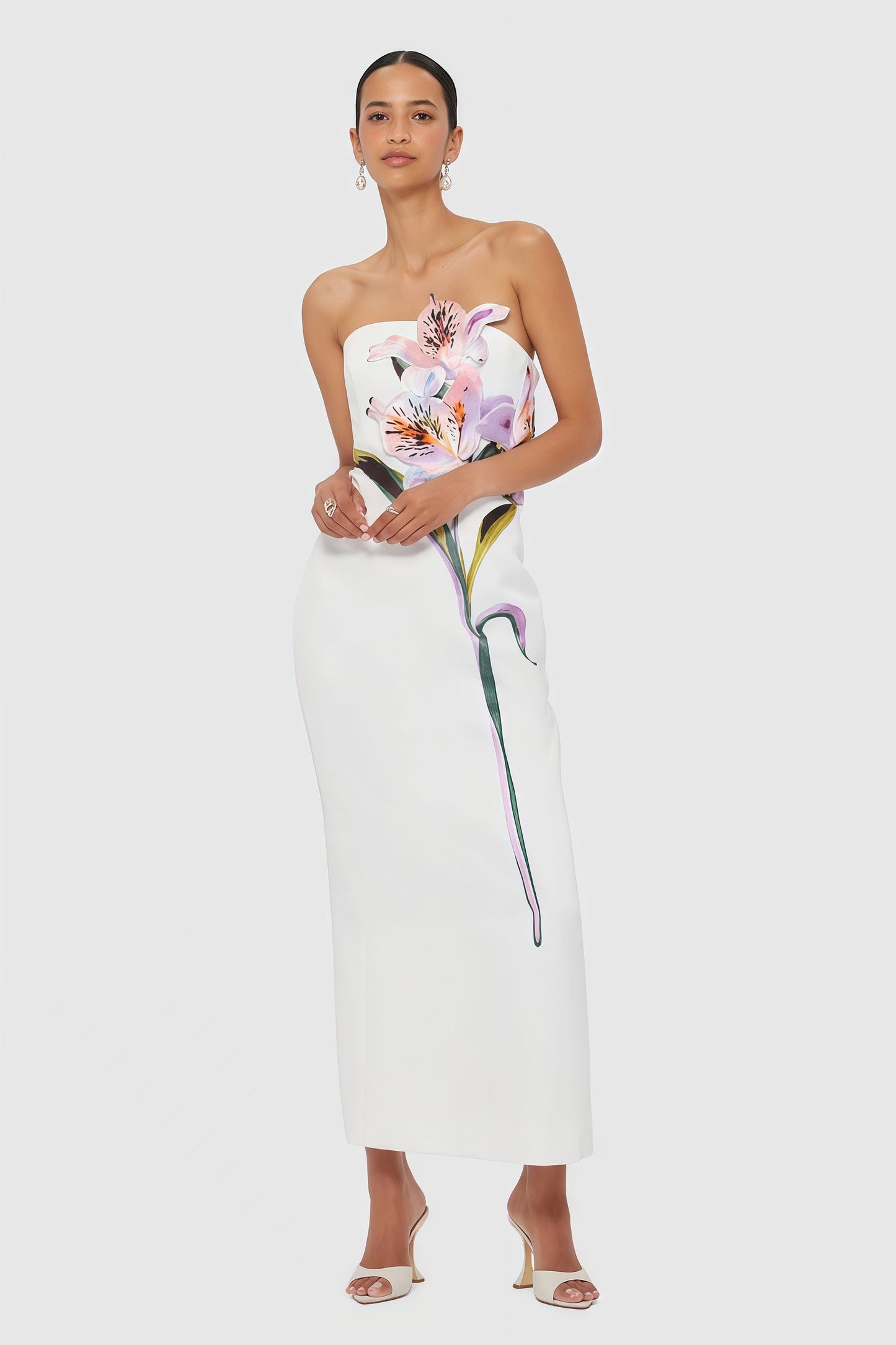 Automne White Floral Embroidered Maxi Dress