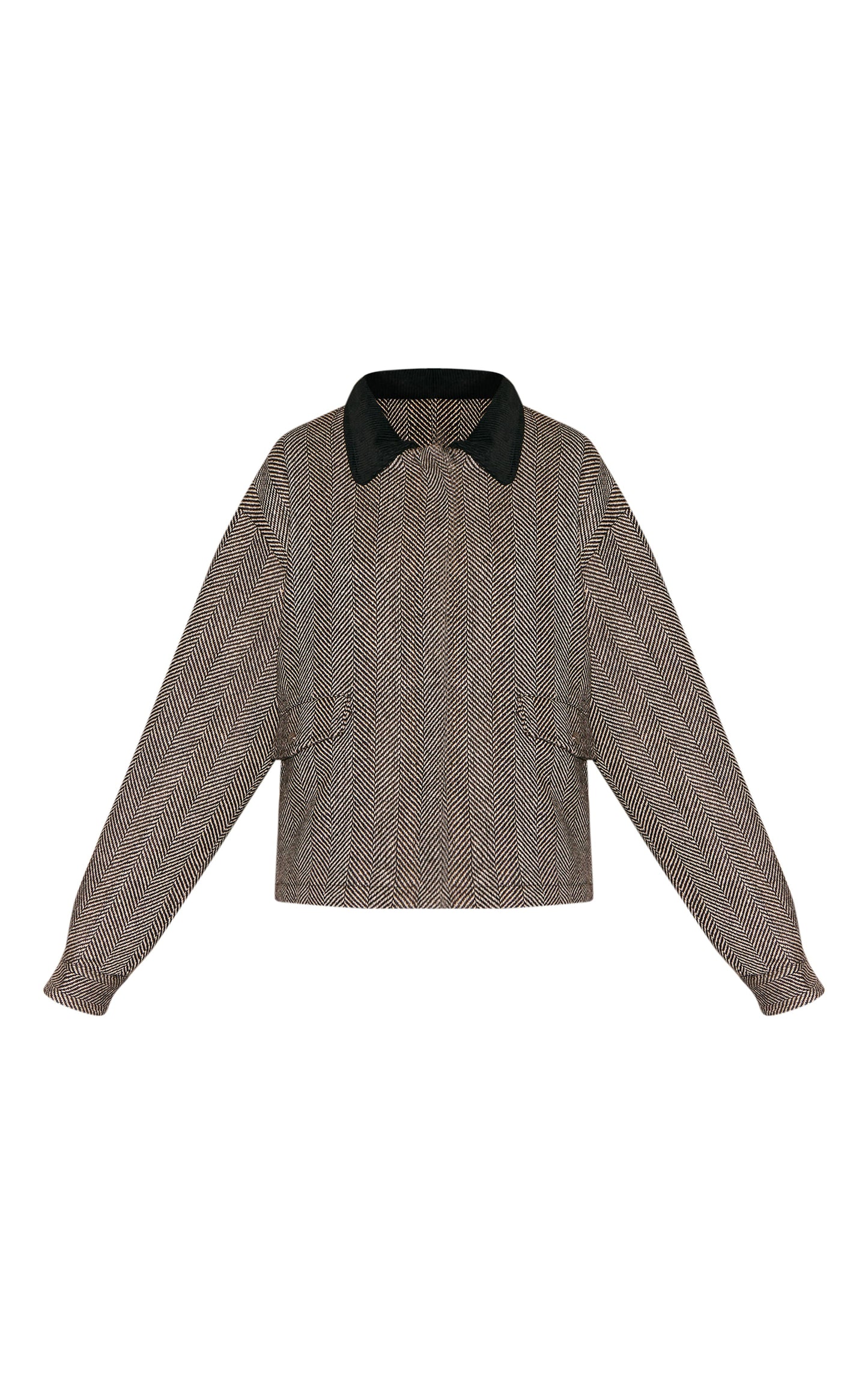 Monochrome Herringbone Contrast Collar Jacket image 5