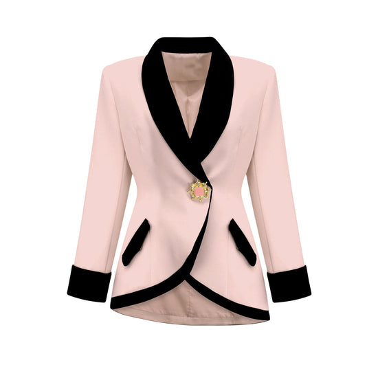 Vespera Contrast Color Two-Piece Jacket and Skirt Set