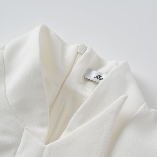 Adriana White Barrel Design Jacket & Skirt Set