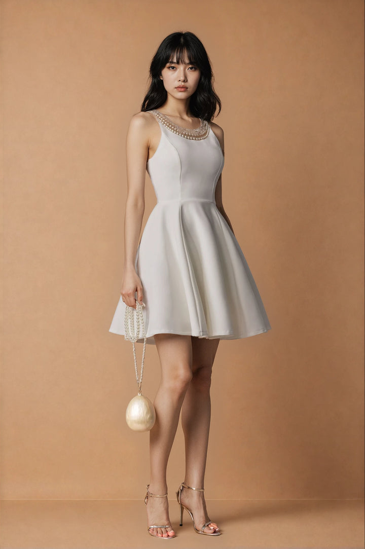 Esther Pearl Emblished Open Back Mini Dress