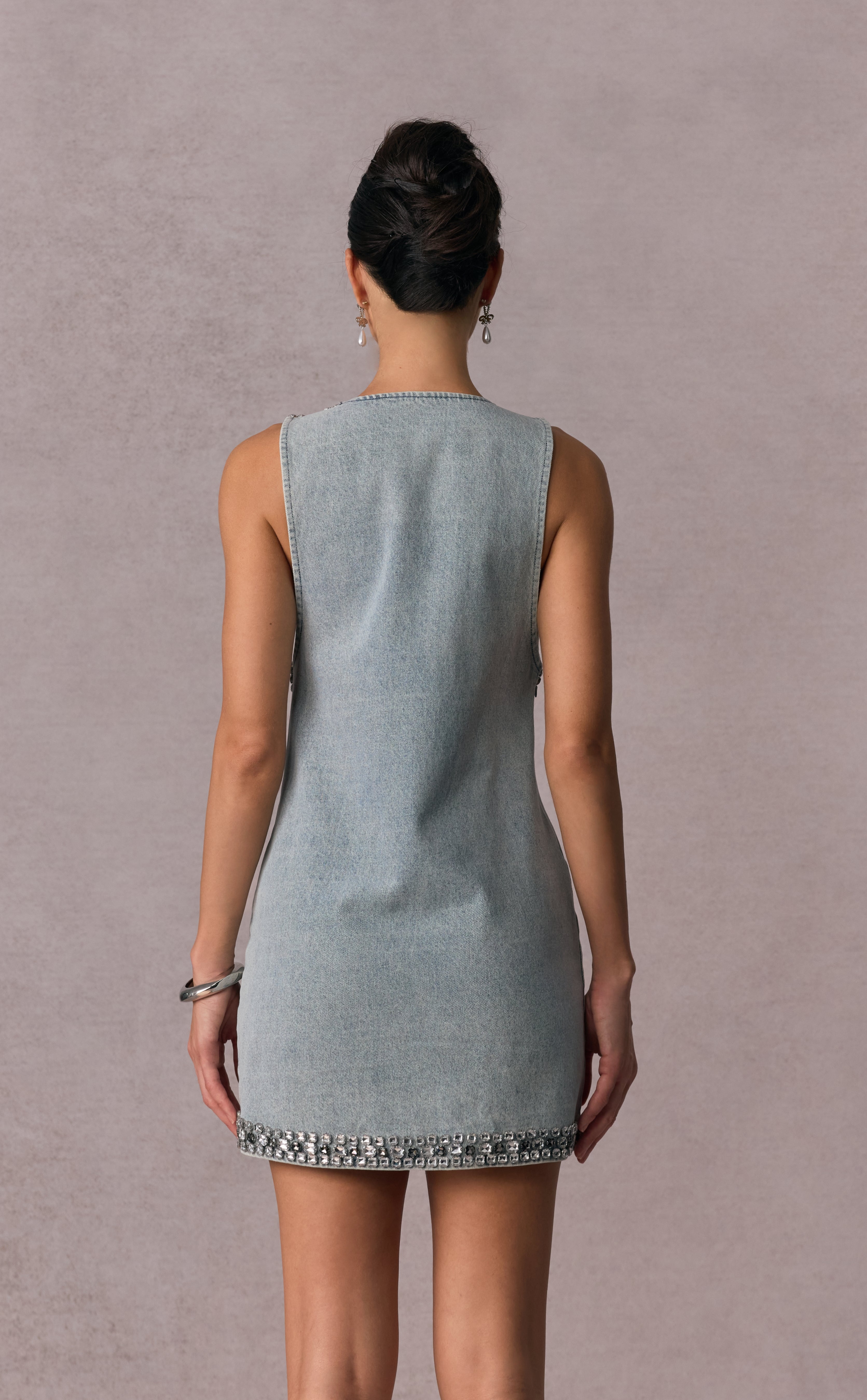 Shirley Crystal Embellished Denim Mini Dress