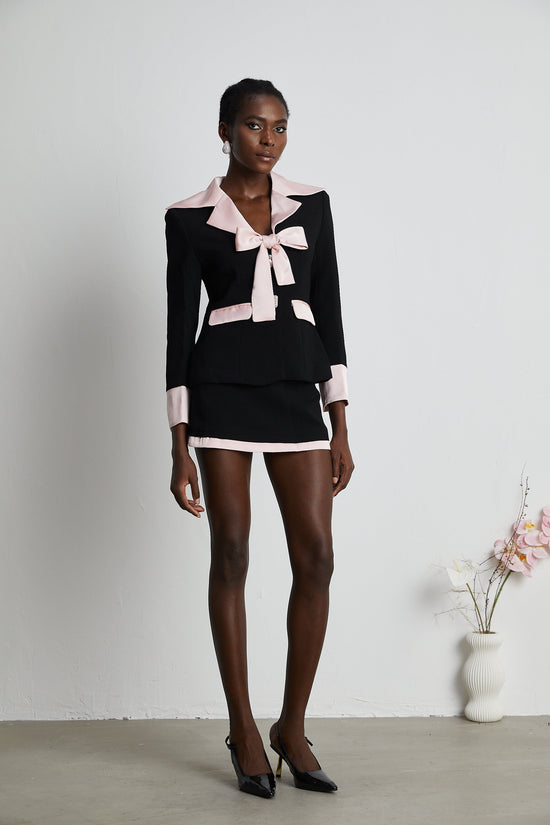 Uaine Black Two-Piece Jacket and Skirt Set