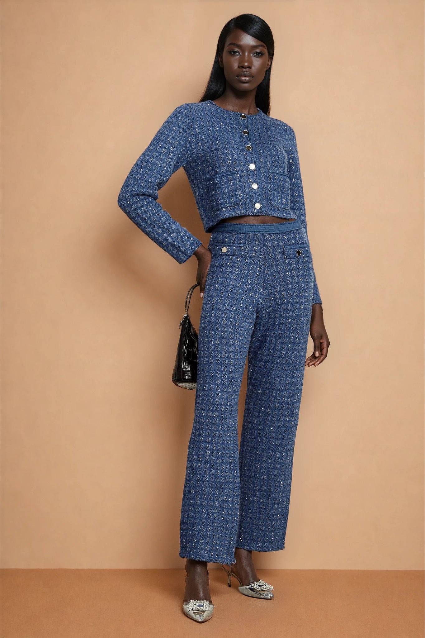 Ghislaine sequin-embellished jacket & trousers matching set