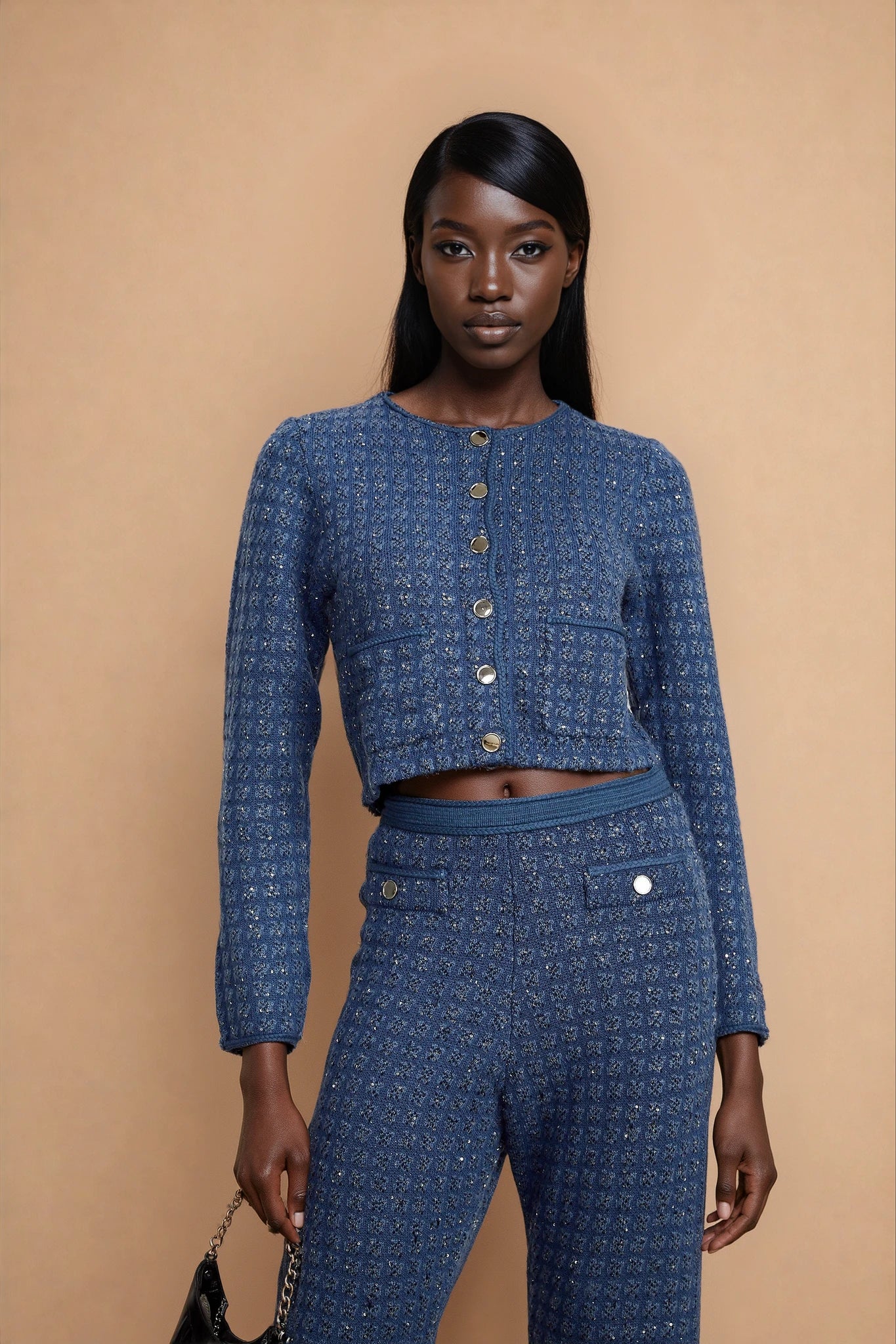 Ghislaine sequin-embellished jacket & trousers matching set