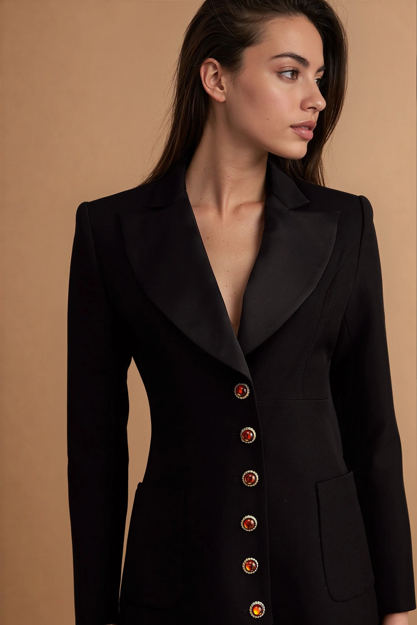 Aurore black single-breasted blazer dress