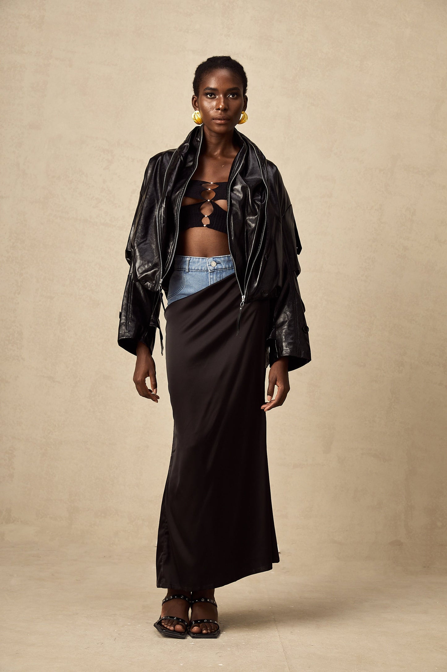 Virginie quilted cropped leather jacket