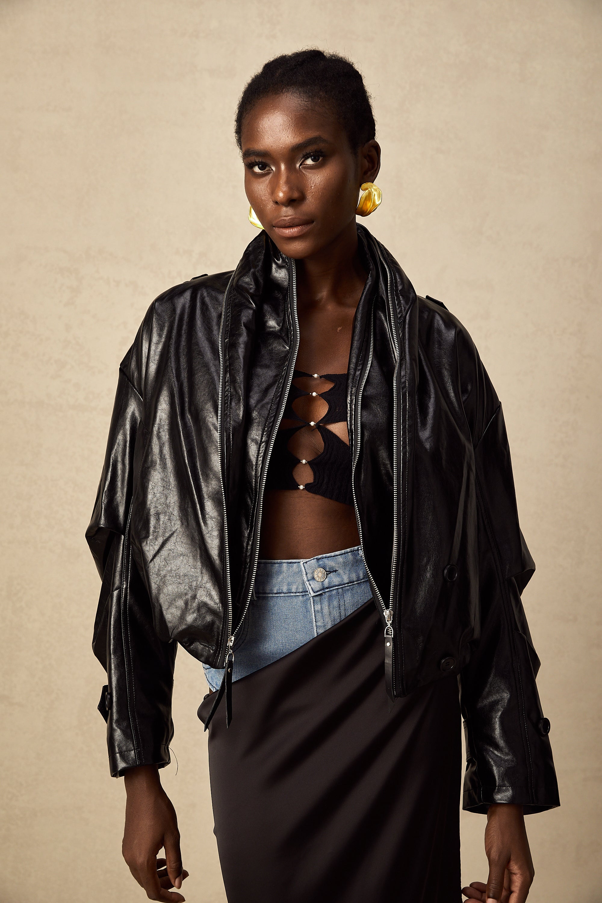 Virginie quilted cropped leather jacket