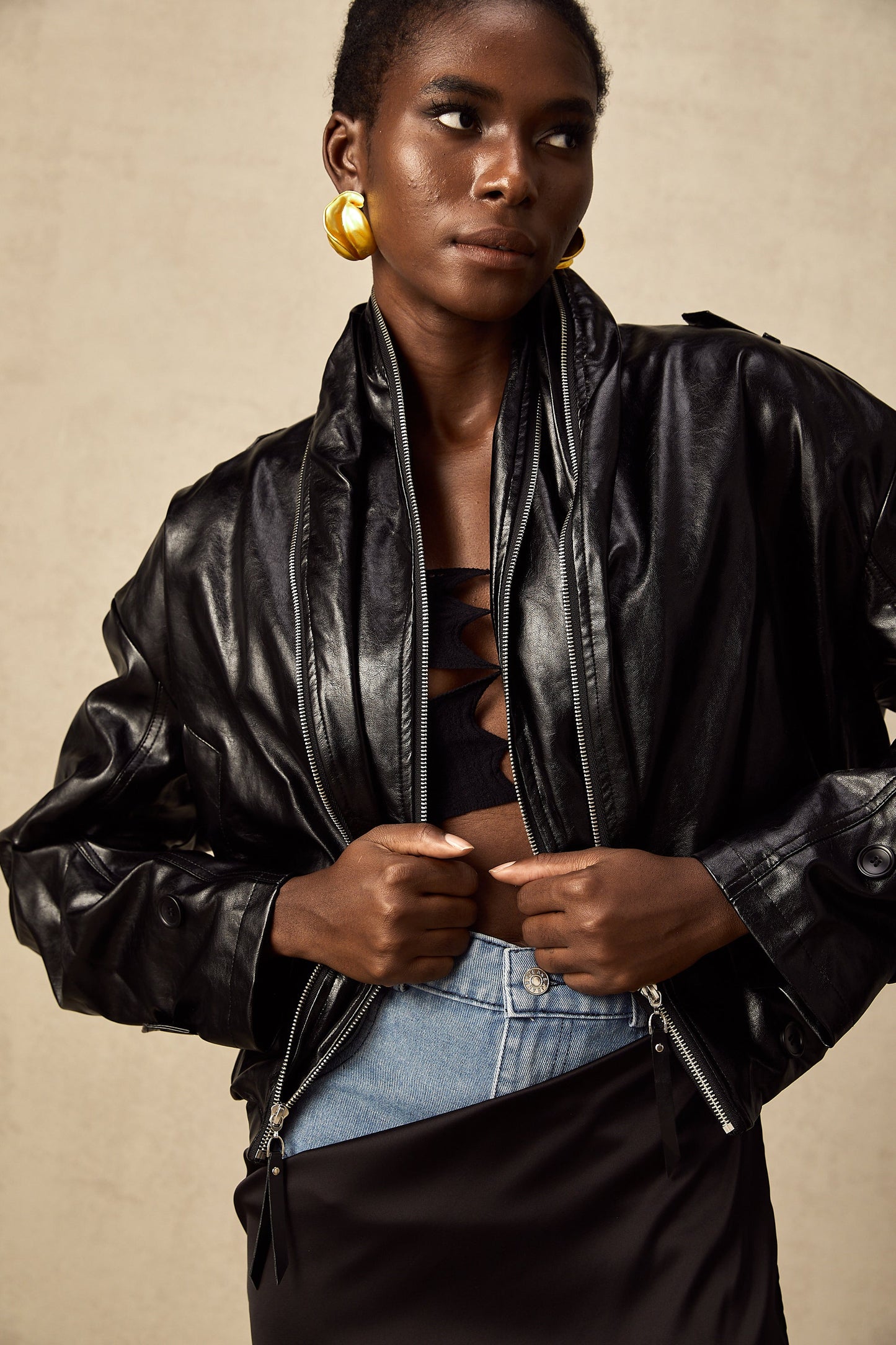 Virginie quilted cropped leather jacket