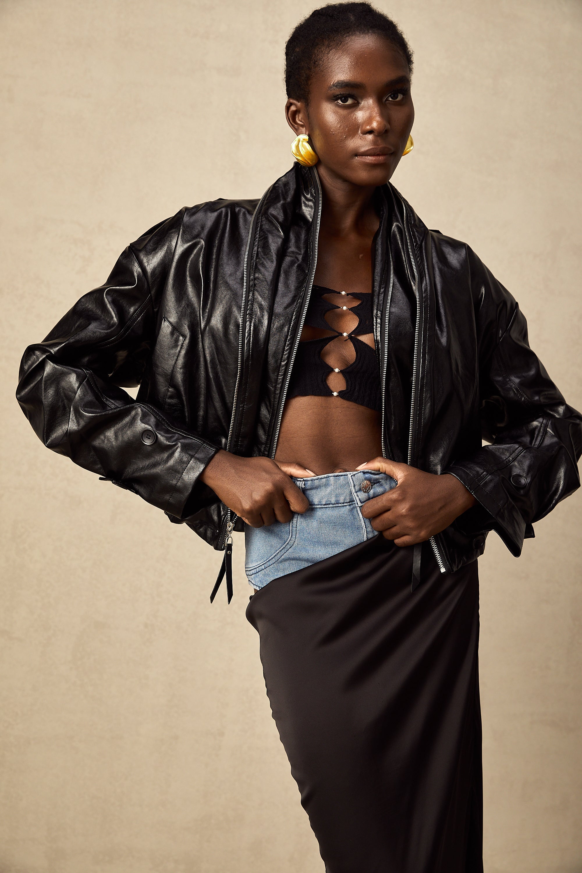 Virginie quilted cropped leather jacket