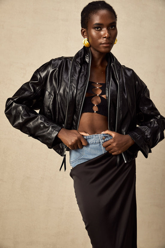 Virginie quilted cropped leather jacket