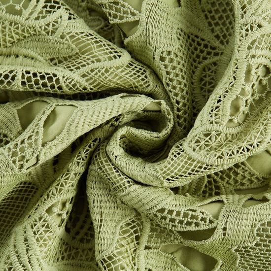 Inès lace floral embroidered cut-out midi dress in Green