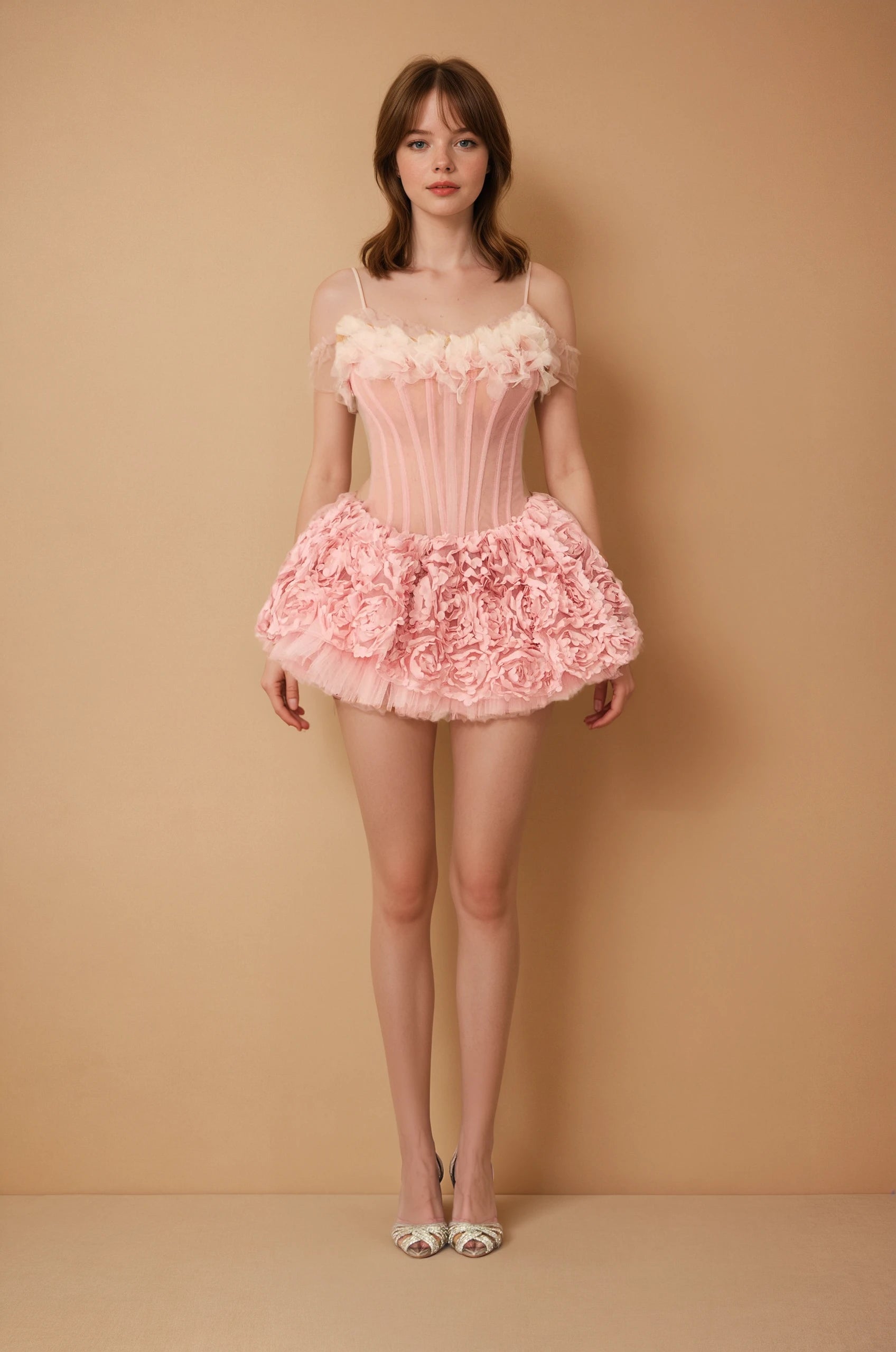 Anne Floral Applique Strapless Corset Mini Dress