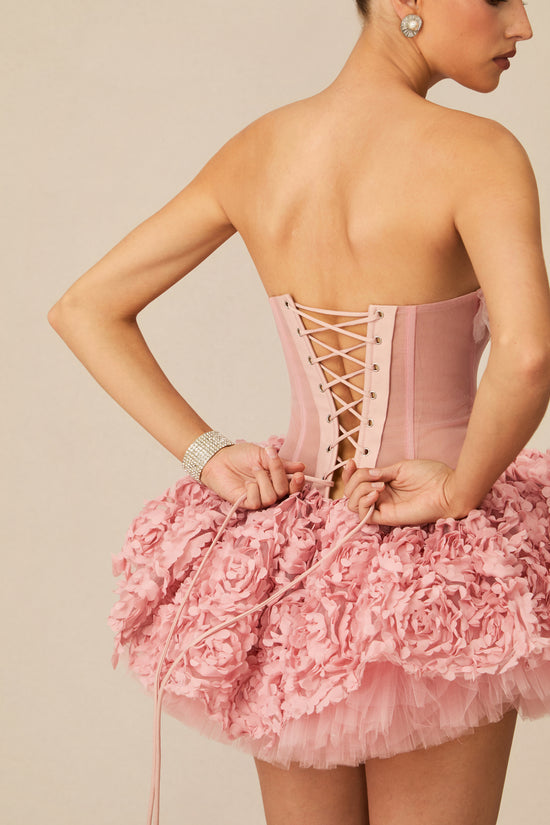 Anne Floral Applique Strapless Corset Mini Dress