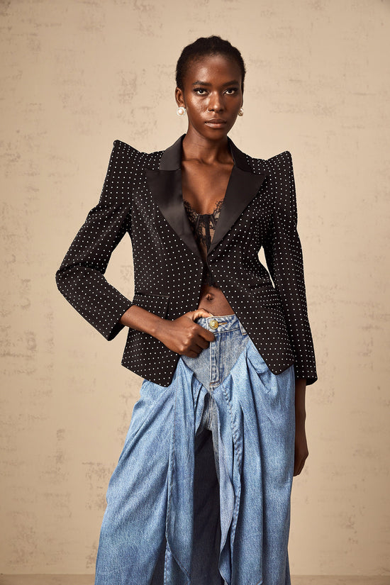 Dorothée black polka-dot blazer