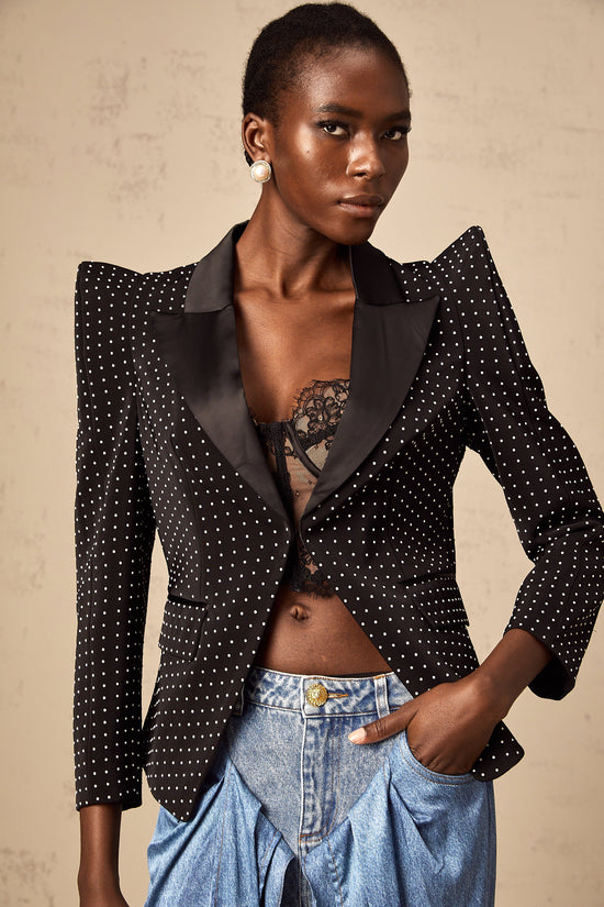 Dorothée black polka-dot blazer