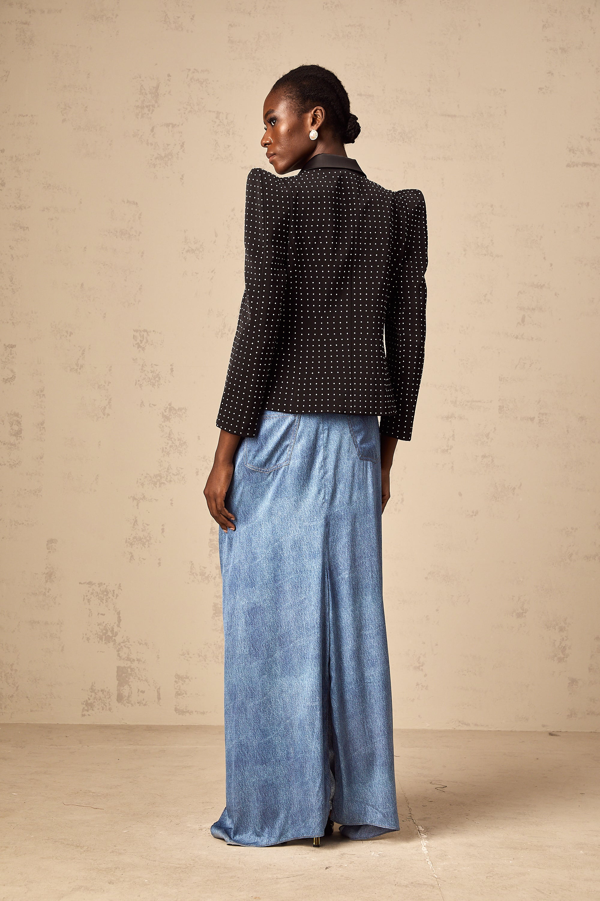 Dorothée black polka-dot blazer