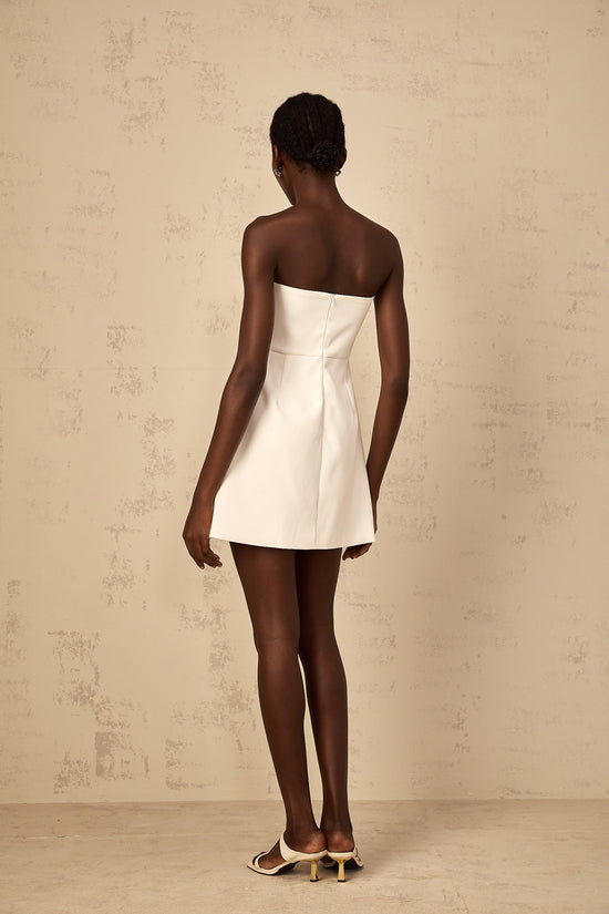 Irène White Off-Shoulder Sequin Floral Embroidered Mini Dress