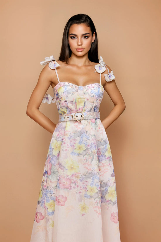 Tasha Floral Strap Corset Maxi Dress