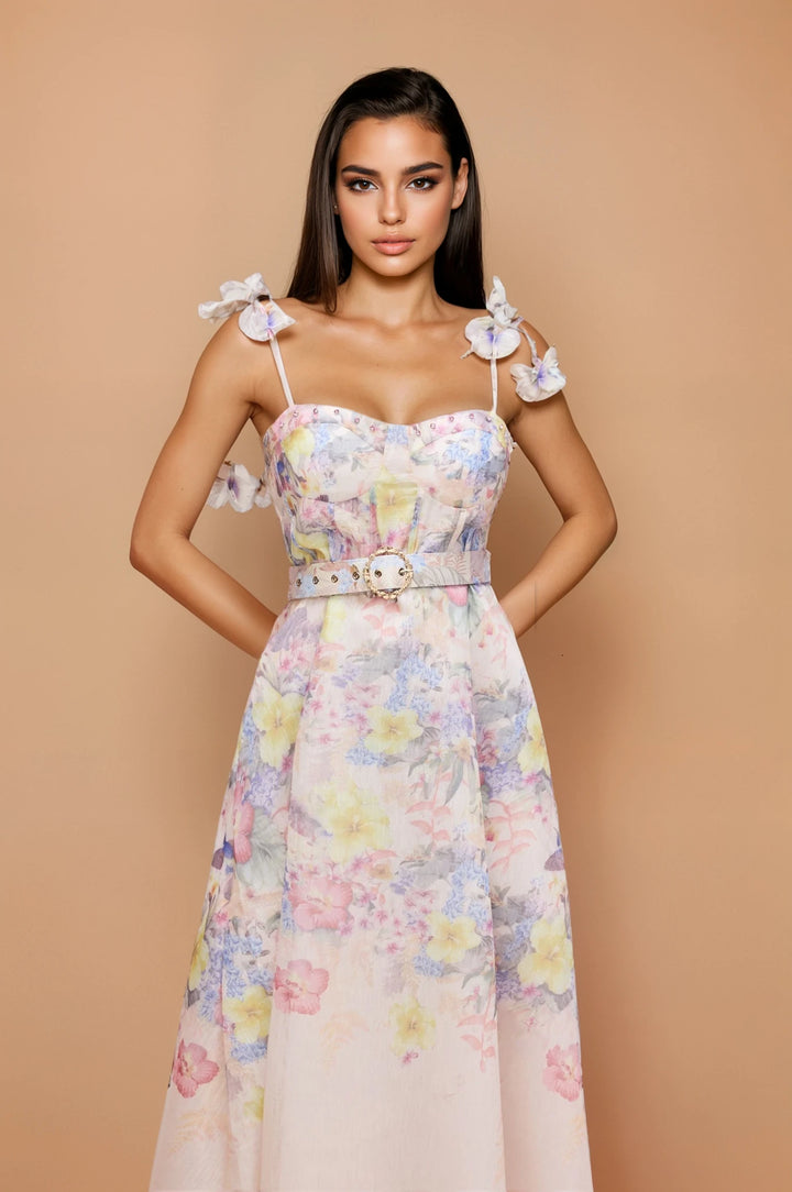 Tasha Floral Strap Corset Maxi Dress
