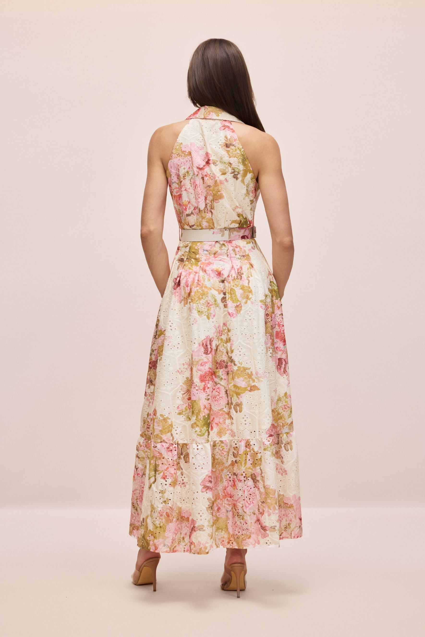 Shirley Floral Print Broderie Maxi Dress