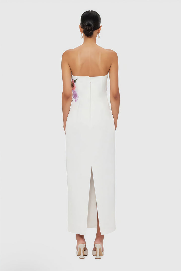 Automne White Floral Embroidered Maxi Dress