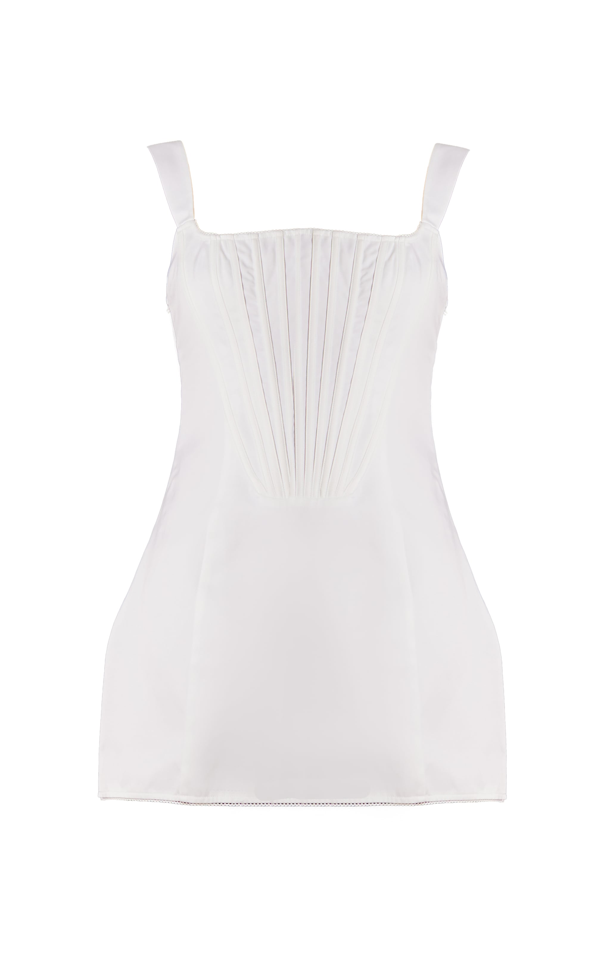 Premium White Woven Square Neck Lace Back Corset Dress image 5