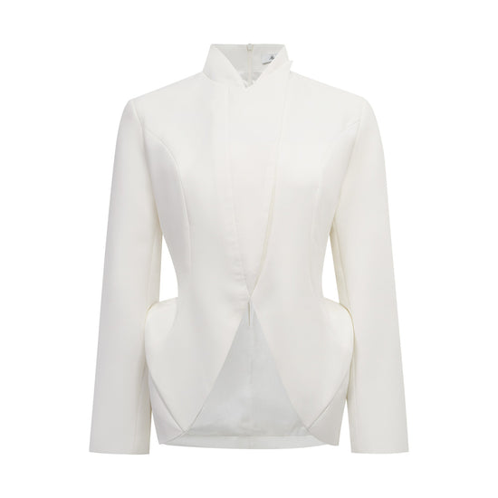 Adriana White Barrel Design Jacket & Skirt Set