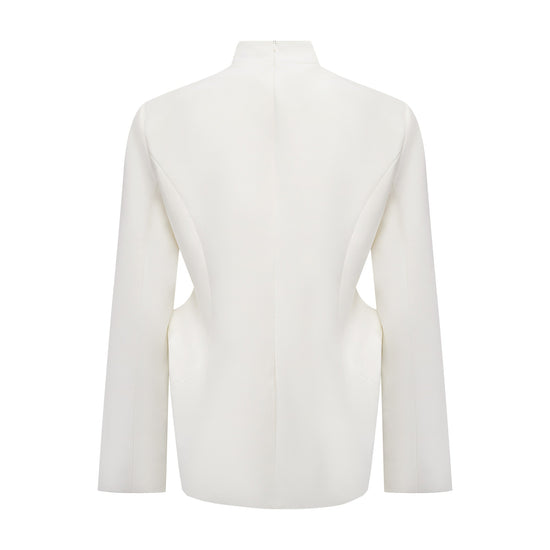 Adriana White Barrel Design Jacket & Skirt Set