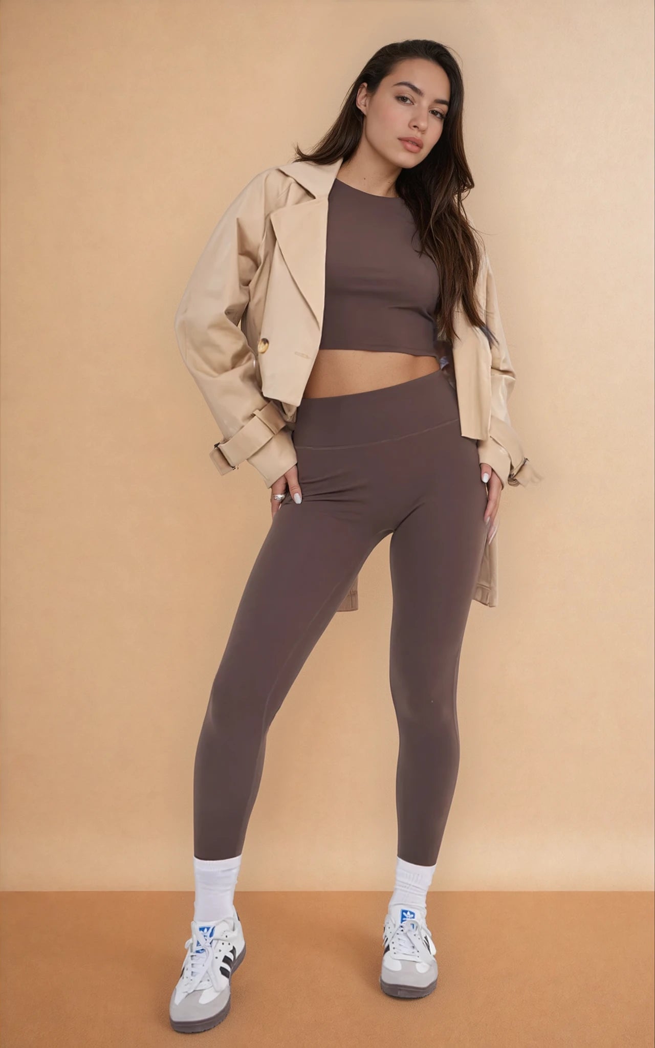 Camel Cropped Trench Coat image 3