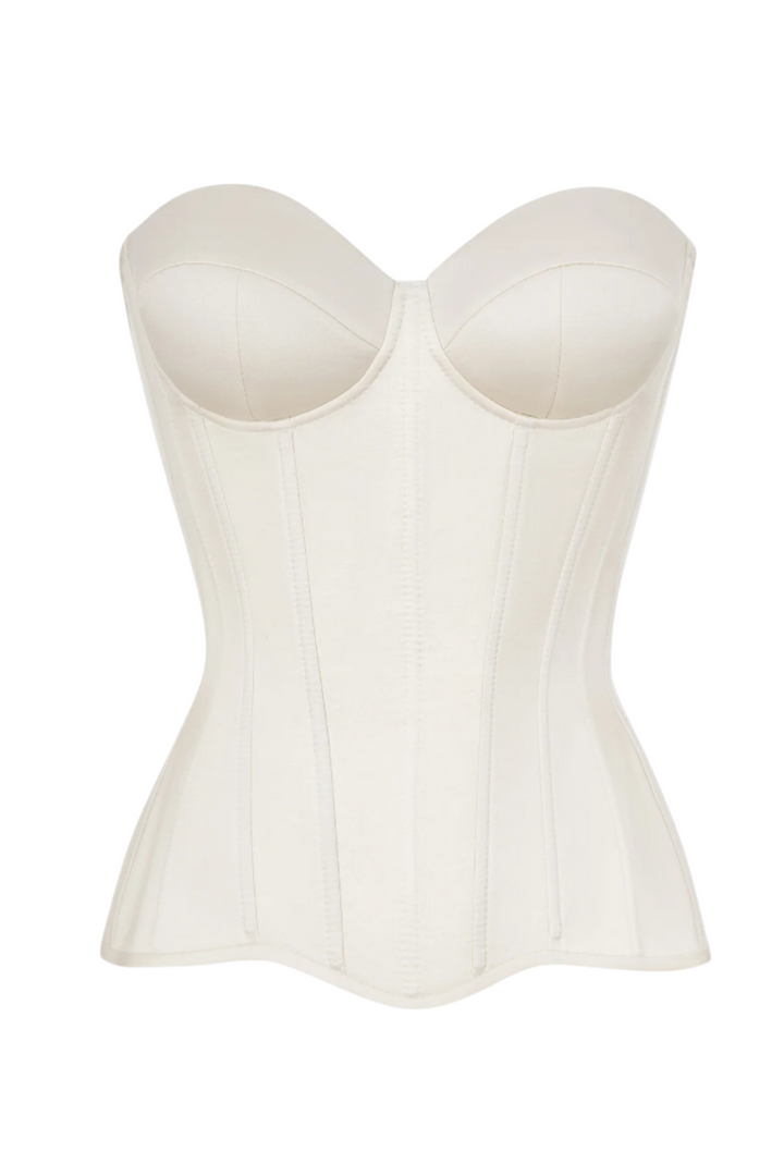 Ivory satin corset with cups