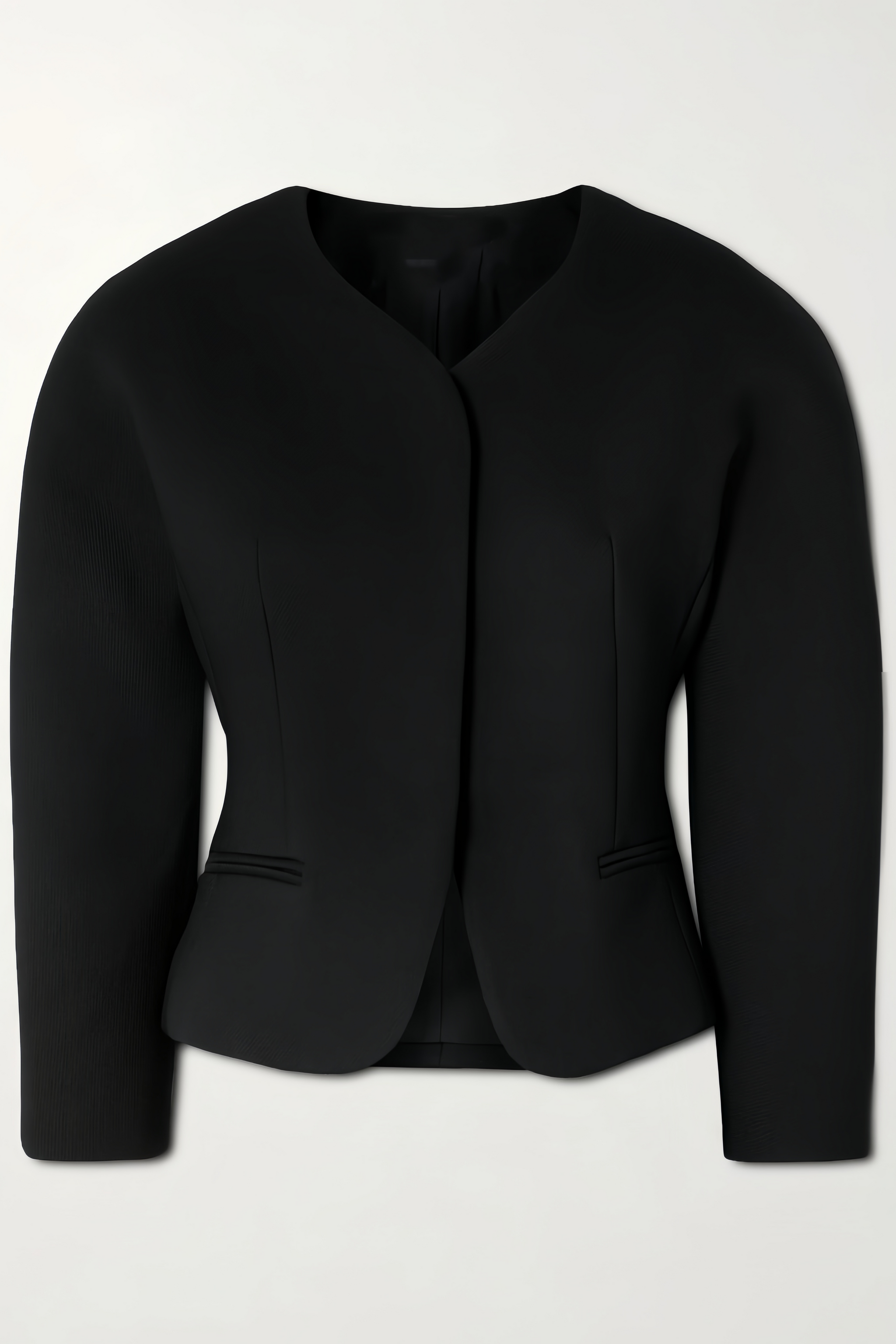 Consuelo Black Collarless Peplum Waist Blazer