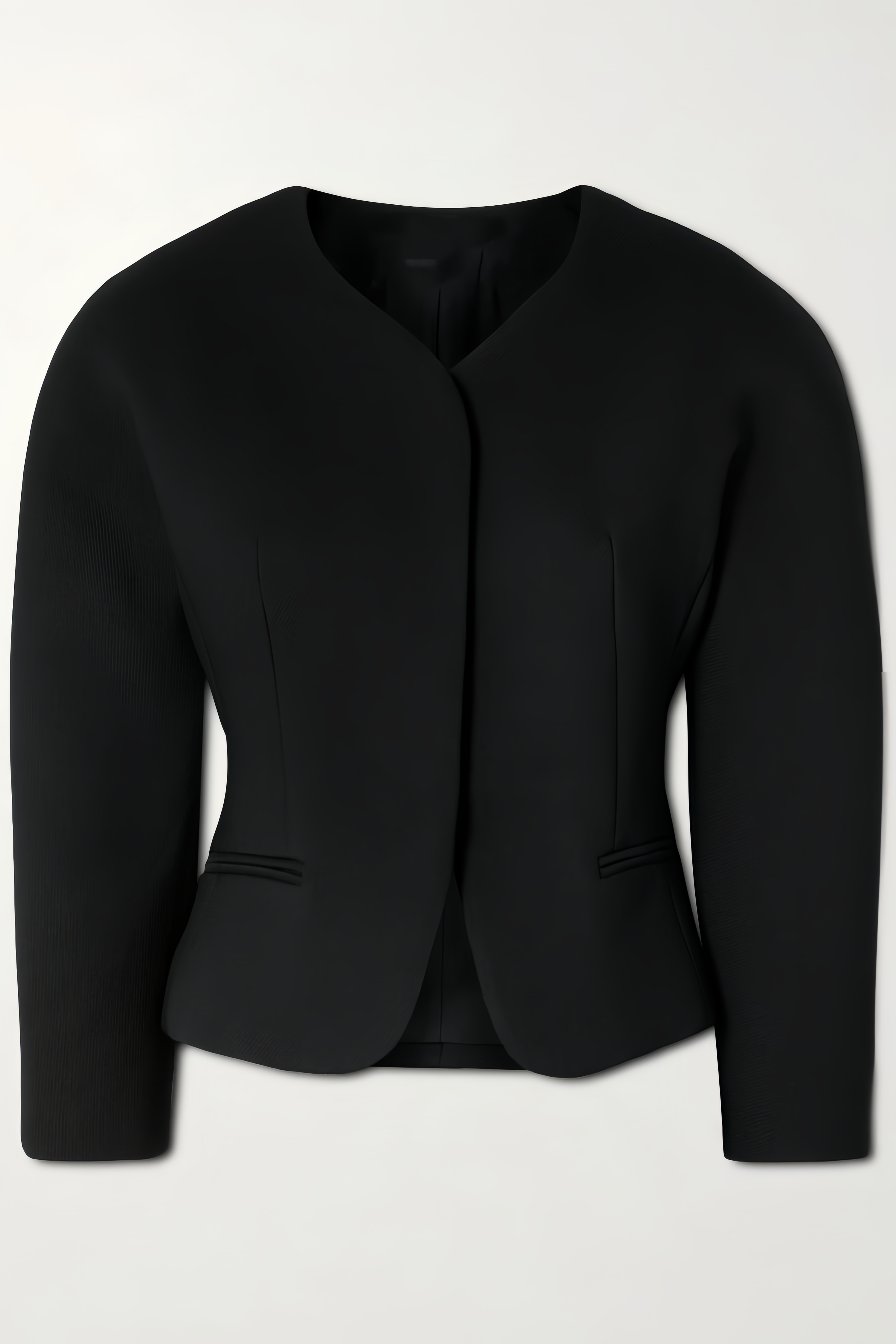 Consuelo Black Collarless Peplum Waist Blazer