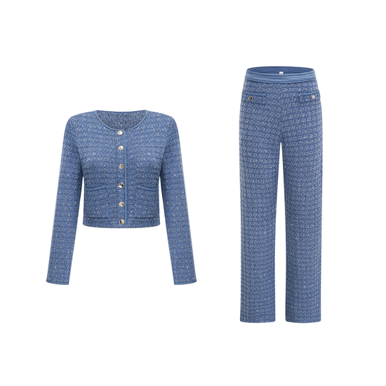 Ghislaine sequin-embellished jacket & trousers matching set