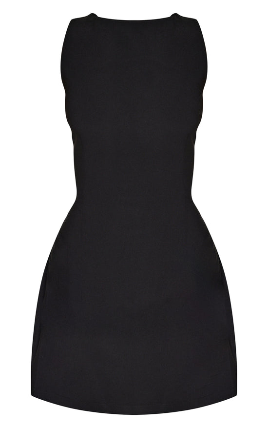 Petite Black Woven Open Back Mini Dress image 5